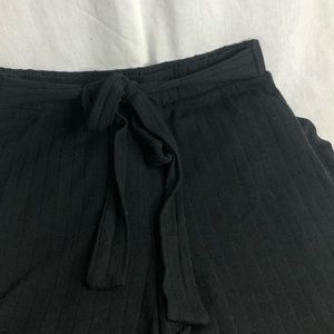 Black Cropped Wide Leg Pants with Front Tie